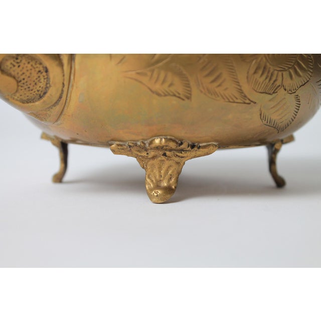 Vintage Middle Eastern Etched Brass Teapot For Sale - Image 9 of 14