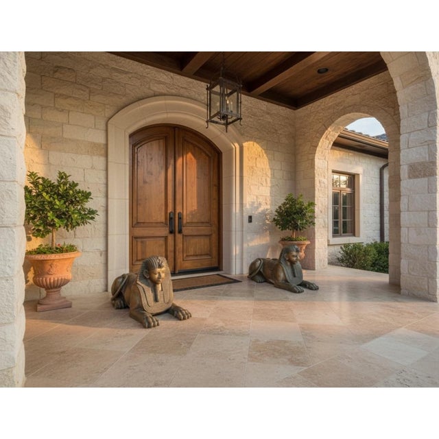 1990s Pair of Patinated Bronze Egyptian Revival Pharaoh Sphinx For Sale In West Palm - Image 6 of 6