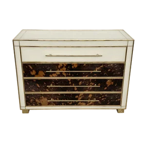 Chest of Drawers in White Murano Glass and Cow Leather, 1980s