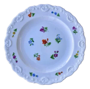 Antique Meissen German “Scattered Flowers” Streublumen Plate, Hand-Painted W/ Backstamp