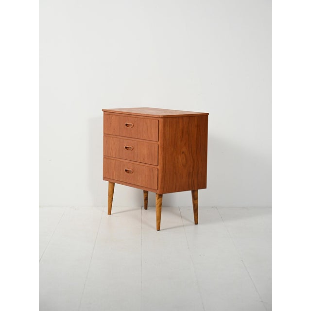 Scandinavian Teak Chest of Drawers with Turned Birch Legs, 1950s For Sale - Image 4 of 10