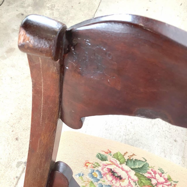 Vintage Chippendale Style Side Chair With Floral Needlepoint Seat For Sale - Image 12 of 12