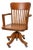 Antique Solid Oak Adjustable Swivel Office Chair With Original Cast Iron Mechanism & Casters, c.1900–1925 For Sale