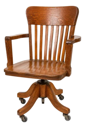 Antique Solid Oak Adjustable Swivel Office Chair With Original Cast Iron Mechanism & Casters, c.1900–1925
