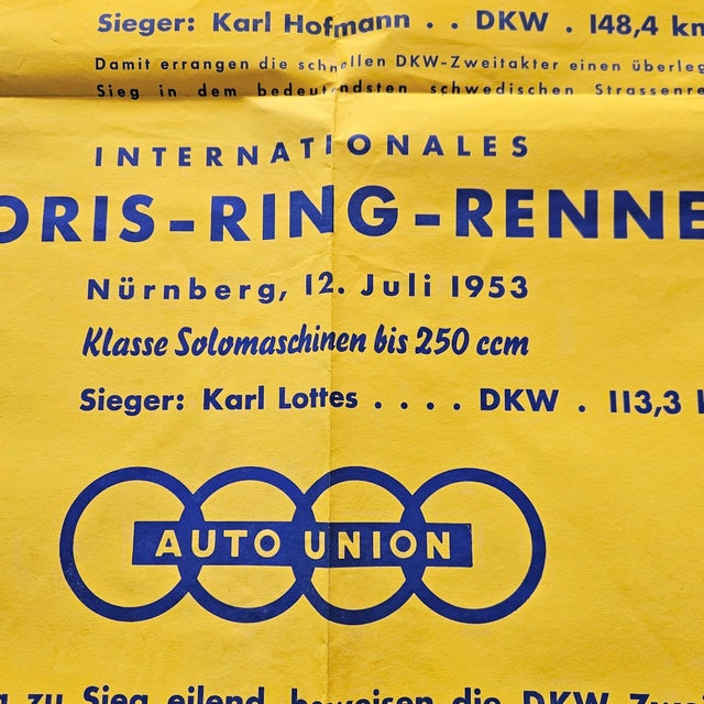 Original Poster DKW Motorcycle Victories Swedish Tt., 1953 For Sale - Image 3 of 5