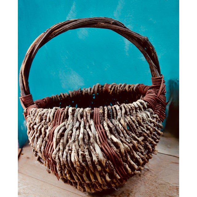 1960s Rustic Buttocks Basket, Red God's Eye For Sale - Image 11 of 11