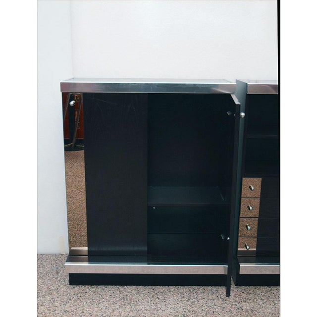 Modular Sideboard in Wengé Wood, Steel and Mirror from Sormani, 1970s, Set of 3 For Sale - Image 9 of 14