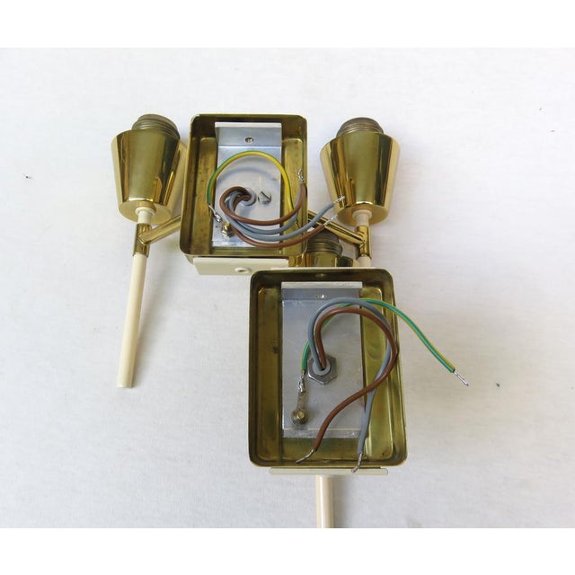 Wall Lights in Brass and Beige, 1950s, Set of 2 For Sale - Image 18 of 18