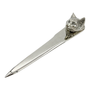 Vintage Silverplate Fox Head Letter Opener Made in Italy