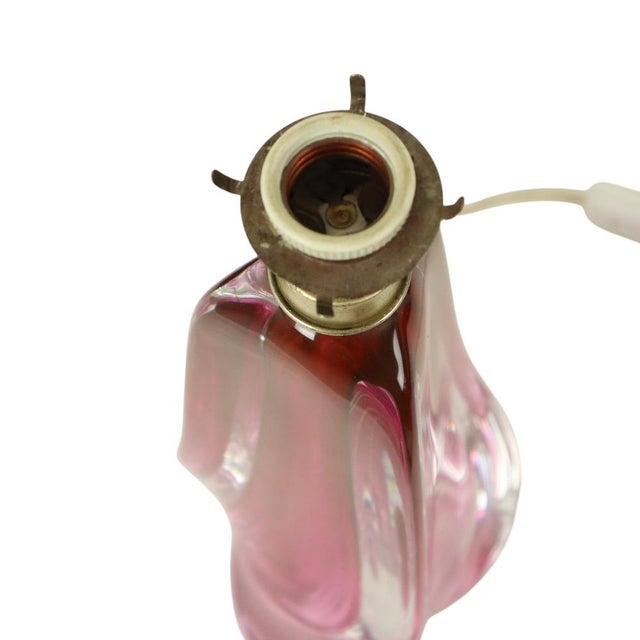 1960s Purple Pink Swirl Crystal Table Lamp from Val Saint Lambert, 1960s For Sale - Image 5 of 15