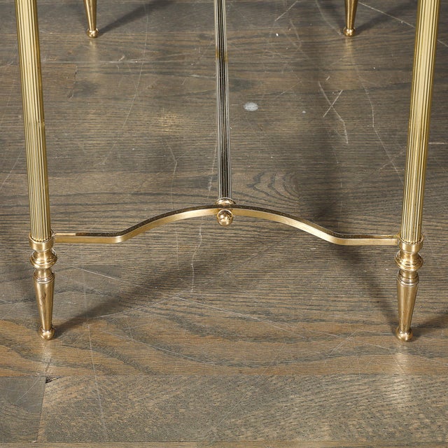 Brass Mid-Century Brass & Inset Vitrolite Top Accent Side Table W/ Fluted Detailing For Sale - Image 8 of 12