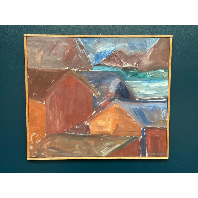 Vivianne Larsson, Bodar, Lofoten, 1950s, Oil Painting on Canvas, Framed For Sale - Image 8 of 18