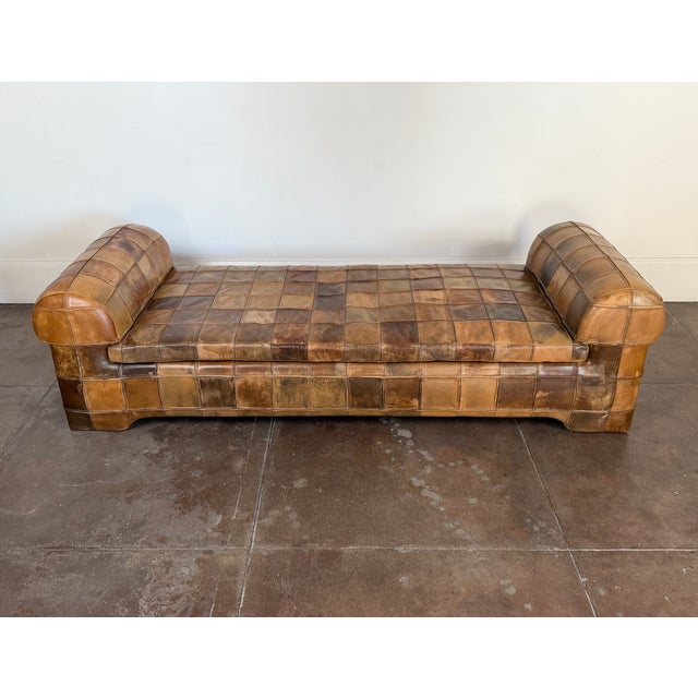 Vintage 1970s Patchwork Leather Daybed Sofa For Sale - Image 14 of 15