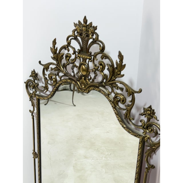 Metal Large Mid-Century Italian Brass Mirror, 1950 For Sale - Image 7 of 10