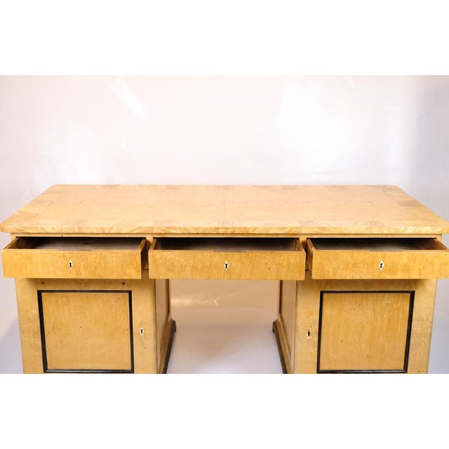 Wood Antique Desk in Birch and Intarsia, 1840s For Sale - Image 7 of 10