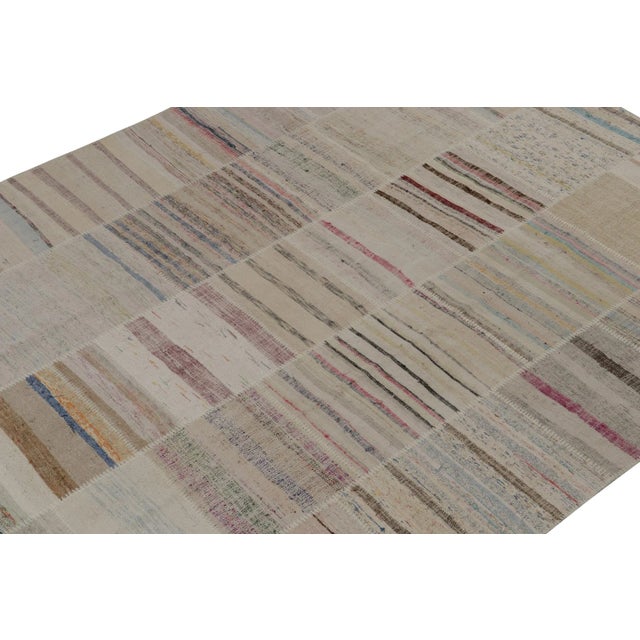 Rug & Kilim Rug & Kilim’s Patchwork Kilim Rug in Polychromatic Stripes For Sale - Image 4 of 8