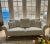 Contemporary Contemporary White Fabric Sofa With Swirl Pattern, Blond Wood Curved Legs For Sale - Image 3 of 8