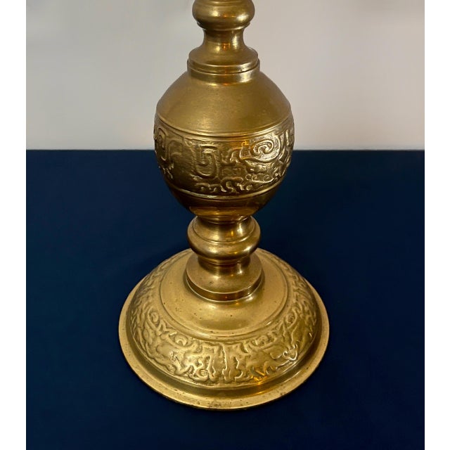 Mid 20th Century Mid 20th Century Brass Asian Chinoiserie Style Table Lamp For Sale - Image 5 of 8