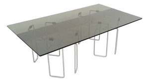 Vintage Space Age Rectangular Coffee Table in Smoked Glass and Chrome Metal, 1970s