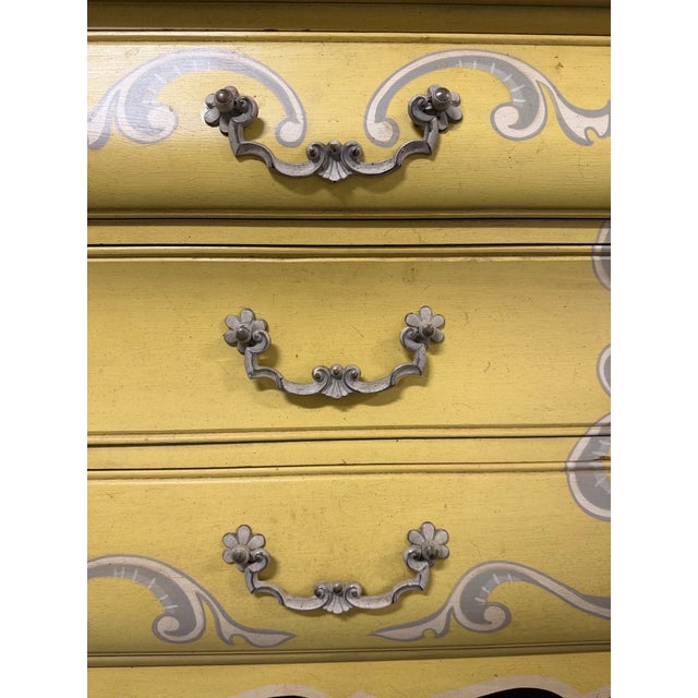 Wood Vintage Drexel Heritage French Provincial Painted Breakfront Cabinet For Sale - Image 7 of 10