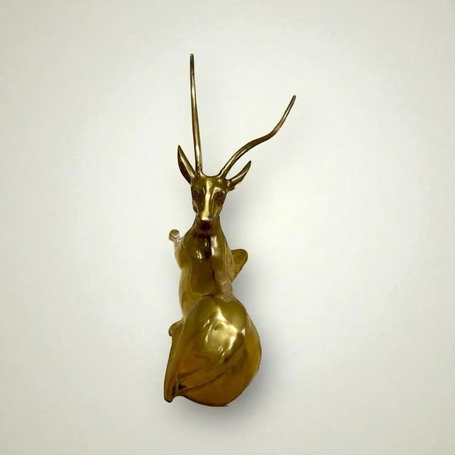 Mid-Century Modern Mid Century Modern Decorative Brass Statue – Gazelle Sculpture For Sale - Image 3 of 5