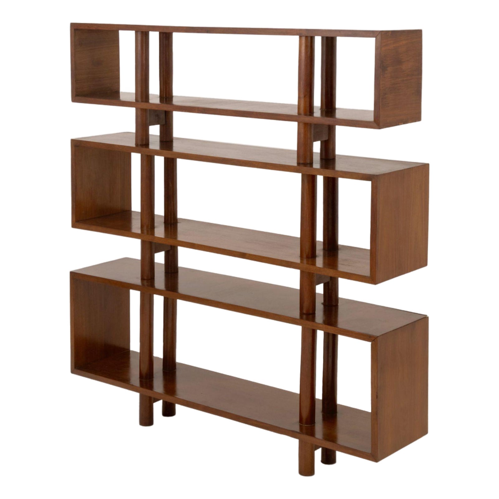Set of Three Modern Graduated Walnut Modular Shelves | Chairish