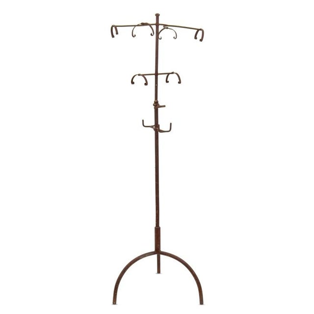 Industrial Wrought Iron Adjustable Coat Rack For Sale - Image 3 of 4