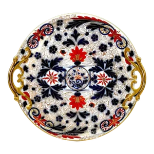 19th Century Fischer & Mieg Pirkenhammer Porcelain 'Imari' Pattern Round Handled Platter
