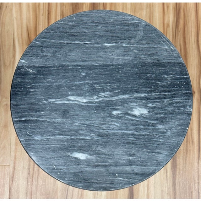 Mid 20th Century Vintage French Style Marble Top Brass Filigree Base Table For Sale - Image 5 of 7