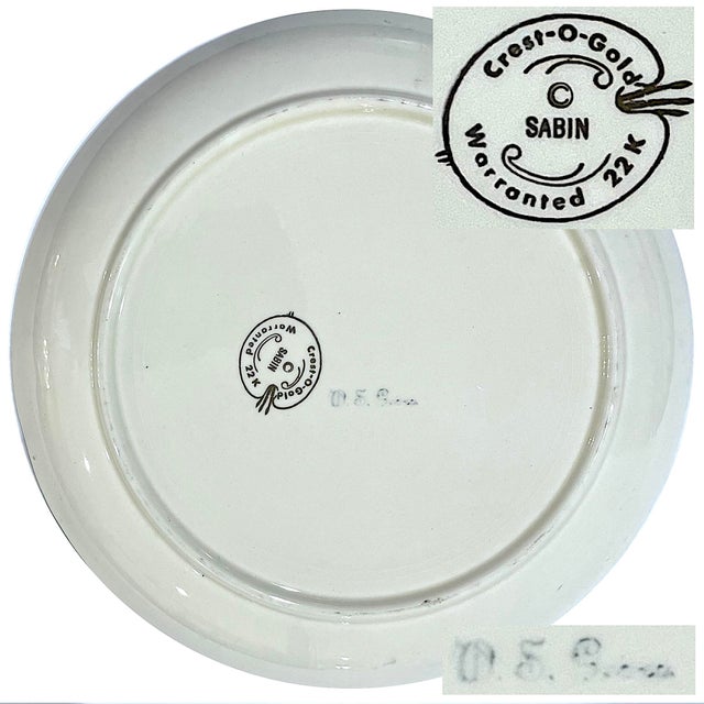 Mid 20th Century 22 Carat Crest-O-Gold Dinner Plates by Sabin - Set of 8 For Sale - Image 13 of 13