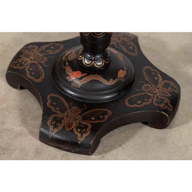 English Chinoiserie Pedestal Side Table, 1870 For Sale - Image 3 of 15