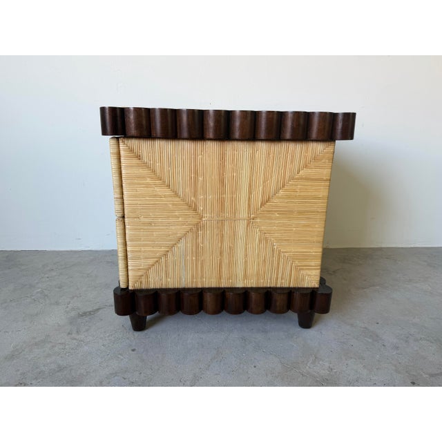 John Hutton for Donghia Scallop Mahogany & Rush Cane Nightstand For Sale - Image 10 of 12