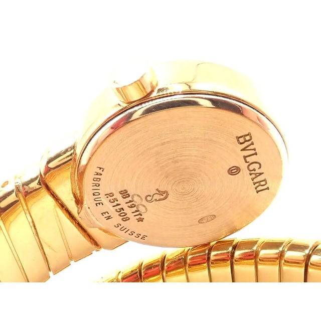 1990s Bulgari Tubogas Serpent Snake Yellow Gold Bracelet Wristwatch For Sale - Image 10 of 10