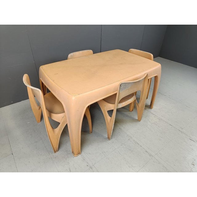 German Dining Set with Fiberglass by Preben Fabricius for Interplast, 1970s, Set of 5 For Sale - Image 4 of 14