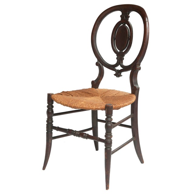 1900 - 1909 Early 1900s Antique Wood Chairs With Rush Seats- a Pair For Sale - Image 5 of 12