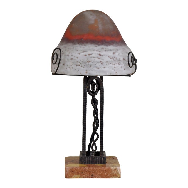 1920s P. Maynadier & Lorrain Daum French Art Deco Mushroom Lamp For Sale