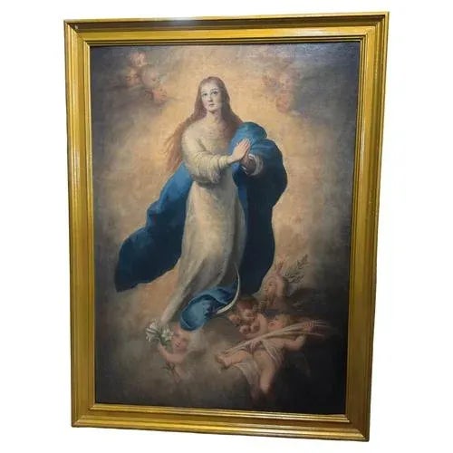 Spanish School Artist, Immaculate Conception, Oil on Canvas, 19th Century, Framed For Sale - Image 5 of 5