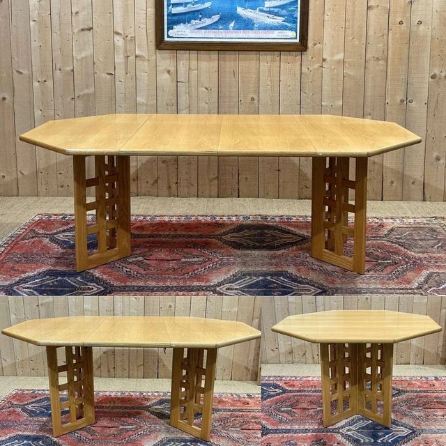 English Oak Dining Room Table with 2 Extensions, 1970s For Sale - Image 10 of 10