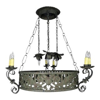 19th Century Spanish Wrought Iron Chandelier For Sale