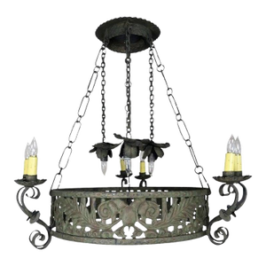 19th Century Spanish Wrought Iron Chandelier