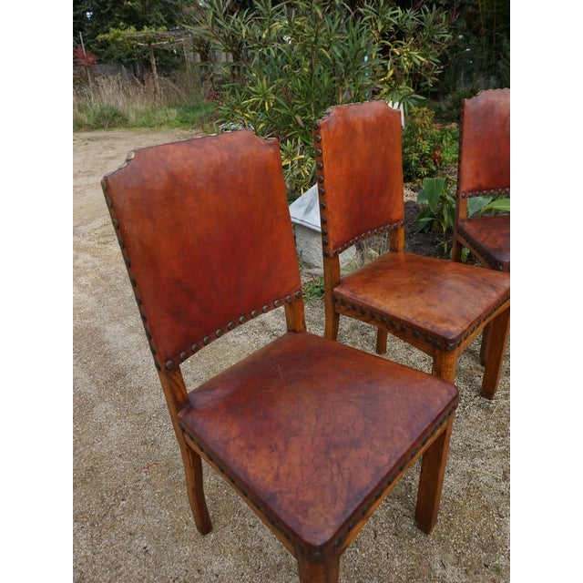 1920s Antique Dutch Art Deco Leather Dining Chairs, 1920s, Set of 6 For Sale - Image 5 of 18