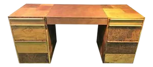 Paul Evans Patchwork Burled Wood and Leather Desk
