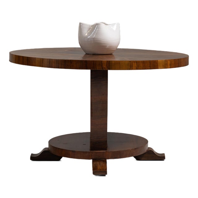 1930s French Chestnut Brown Art Deco Coffee Table For Sale