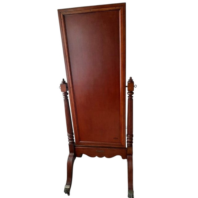 Ethan Allen 18th Century Mahogany Cheval Dressing Mirror Claw Foot Chippendale For Sale - Image 10 of 16