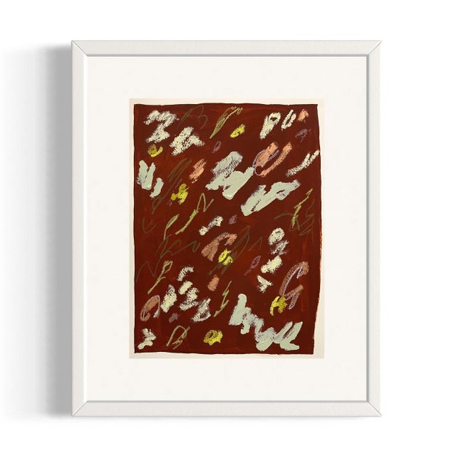 "Meadow" Acrylic and oil stick on paper. 9in x 12in. 2023. Frame not included. Lacey Berry (b. 1988) is an abstract artist...