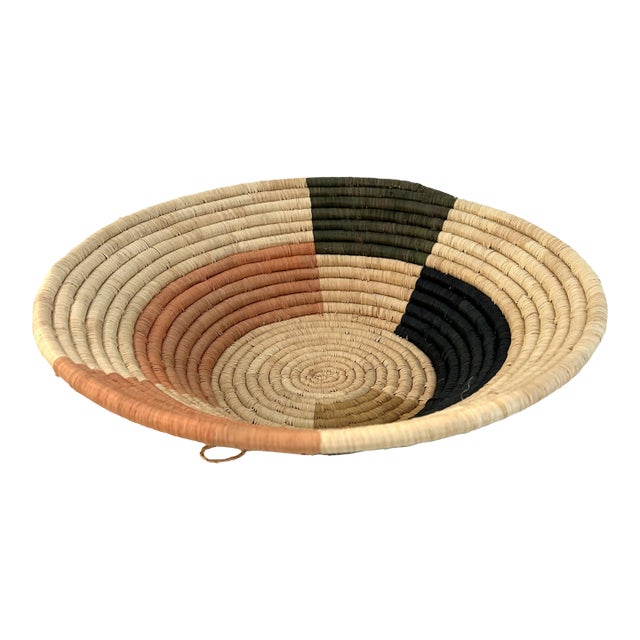 Vintage African Earthtone Coil Basket For Sale