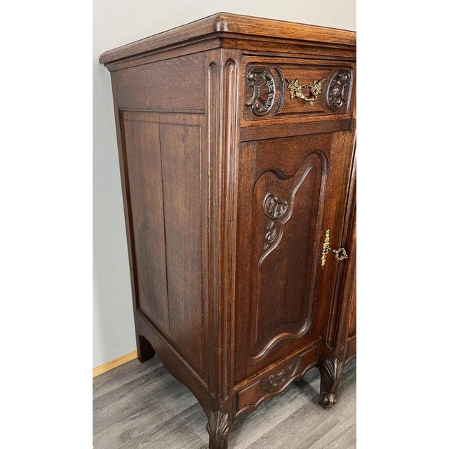 Antique French Louis XVI Carved Oak Cabinet For Sale - Image 12 of 18