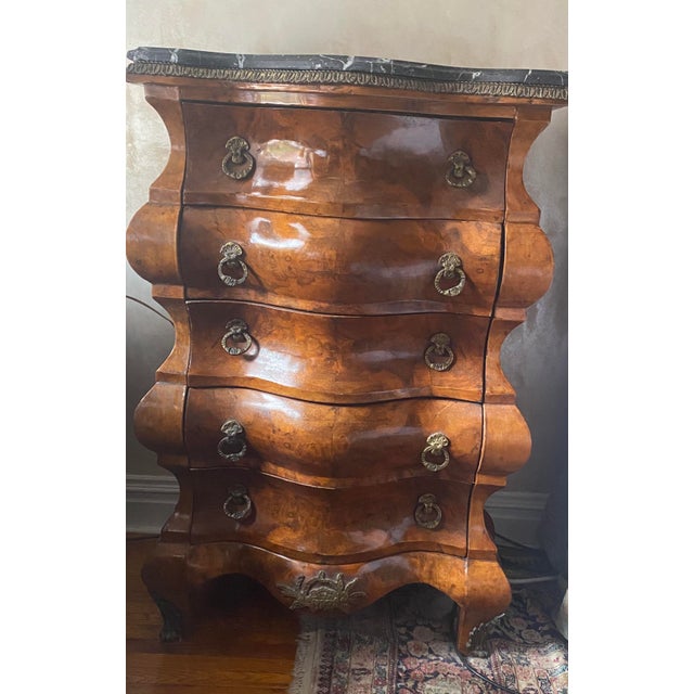 Late 19th Century Italian 19th Century Rococo Style Walnut Bombe Dresser For Sale - Image 5 of 5