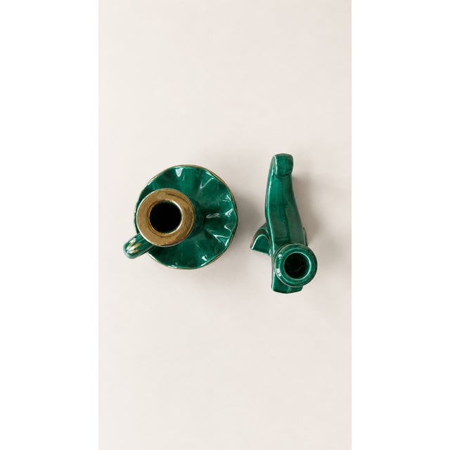 Art Deco Bohemian Ceramic Candleholders, 1969, Set of 2, in Flawless conditions. Designed 1960 to 1969