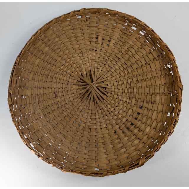 19th Century Native American Northeast Indian Polychrome Covered Splint Basket For Sale - Image 12 of 13